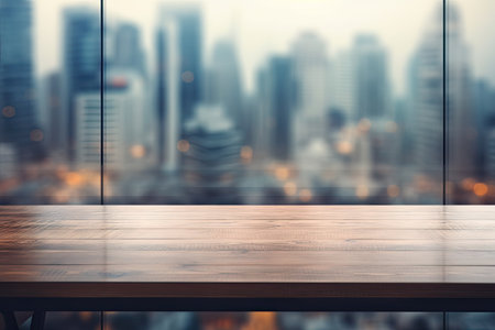 Blurred office view of empty tableの素材