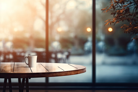 background of window blurred featuring a tableの素材