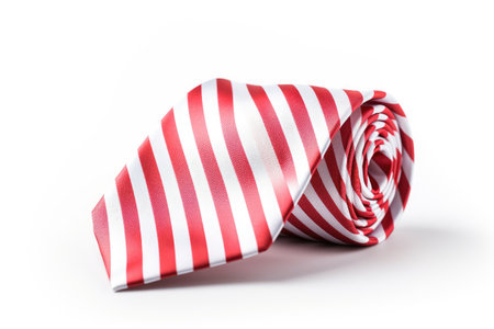 Red and white tie isolated on whiteの素材