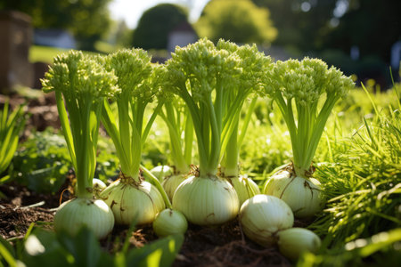 Recently harvested Allium ampeloprasum leeks Musselburgh variety in a vegetable gardenの素材
