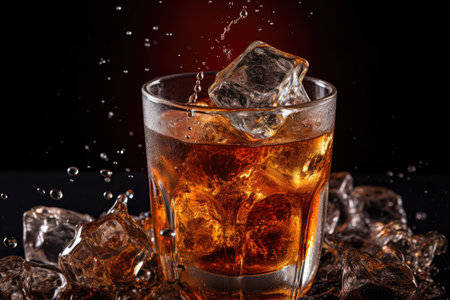 Fizzed Coke poured over iceの素材