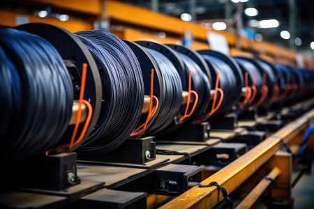 Close up of cable wire production at factoryの素材
