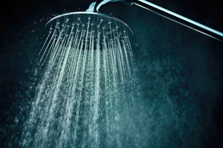 Water being sprayed from a shower headの素材