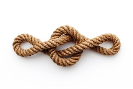 White background with isolated knotted ropesの素材