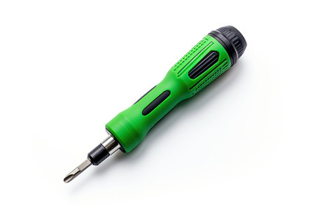 Small yellow screwdriver on white backgroundの素材