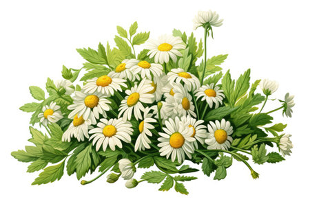 Chamomile and mint composition, isolated for package design.の素材