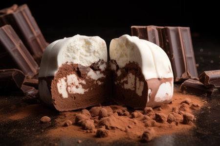 Cut marshmallow with chocolate coatingの素材