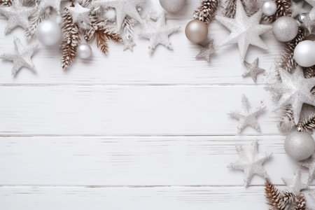 Christmas decor on white wooden table.の素材