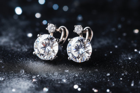 Text space alongside close-up diamond earringsの素材