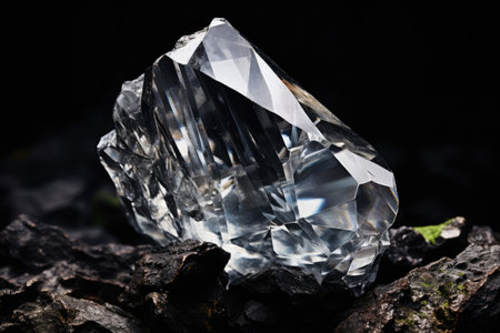Close-up of diamond on black backgroundの素材