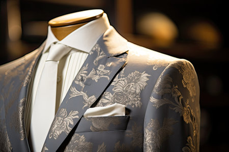 Detail of bespoke suit and tailor up-closeの素材