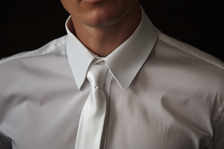 White shirt collar in studio, close-upの素材