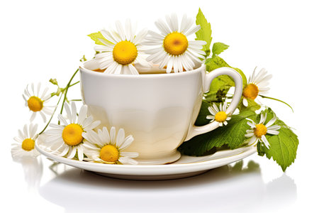 Tea with lemon and mint on a white background.の素材