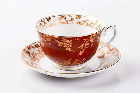 Single tea cup with white background.の素材
