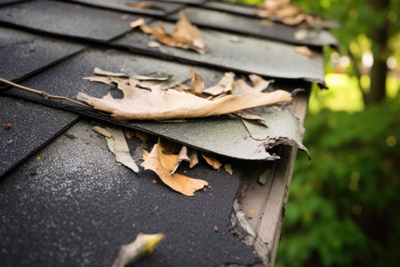 Roof with shingle damageの素材