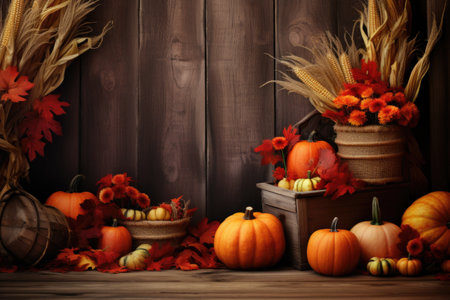 Autumnal backdrop for Thanksgiving.の素材