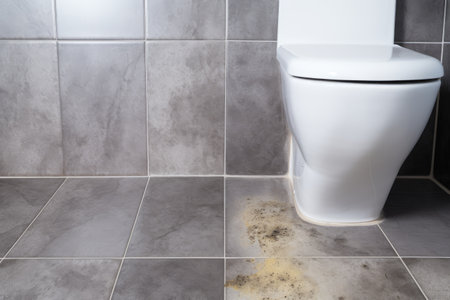 Cleaning dirt from bathroom floors, walls, corners, toilet, and sink.の素材
