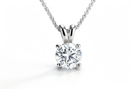Gorgeous diamond necklace on white backgroundの素材