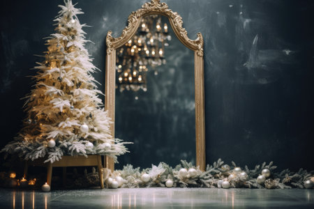 Reflective Christmas tree, perfect for greeting cardsの素材