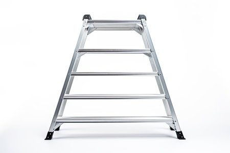 White background, aluminum ladder.の素材
