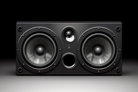 Black speaker illustration on white background for design.の素材