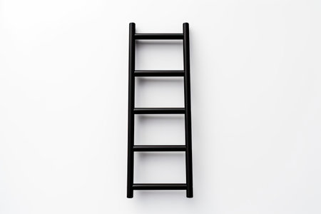 white background with a black ladderの素材