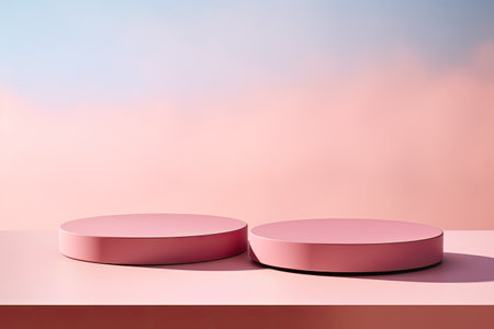Romantic pink circle mockup for presentation of cosmetic products or goods.の素材