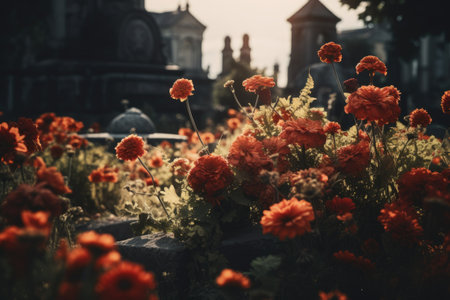 Retro-style flowers for gravesitesの素材