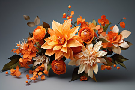 Floral banner featuring orange flowersの素材