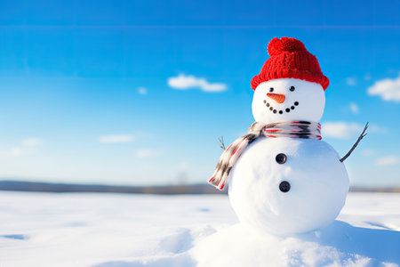 snowman against blue skyの素材