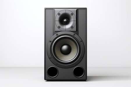 White background speaker with audio equipmentの素材