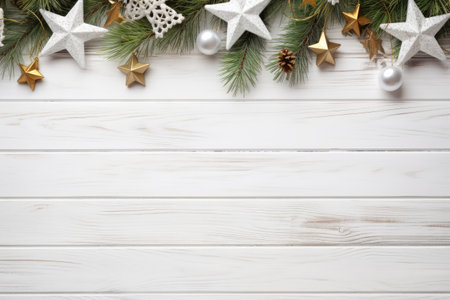 Christmas decor on white wooden table.の素材