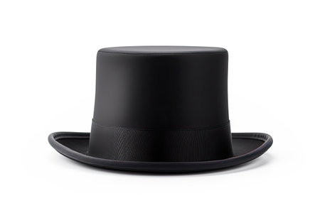 White isolated background with black top hat.の素材