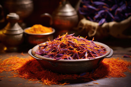 Dried spice from saffron flower.の素材