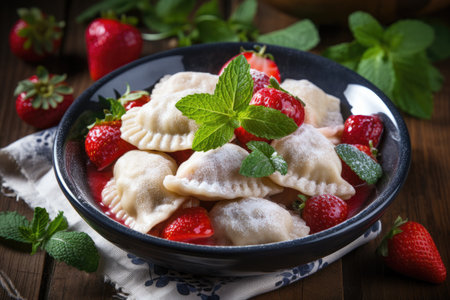 Czech dumplings with berries known as varenyky are also called knedlikの素材