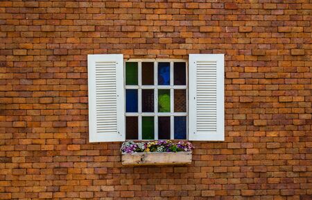 a beautiful brick house,colorful and good design の写真素材