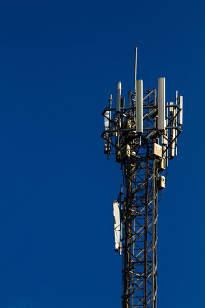 communication tower blue skyの写真素材