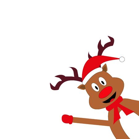 Reindeer peeking sideways on a white backgroundのイラスト素材