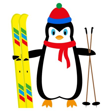 cartoon penguin skierのイラスト素材