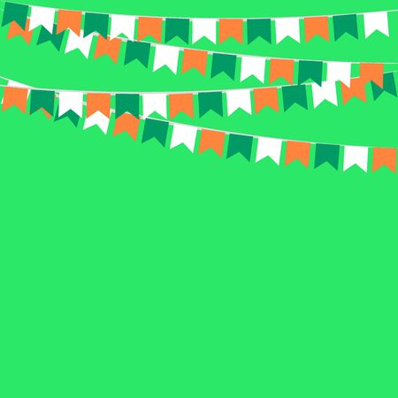 A garland of flags in colors of Ireland isolated on plain background.のイラスト素材