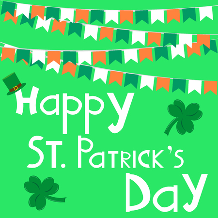 St. Patrick's day. Irish holiday flags and cloverのイラスト素材