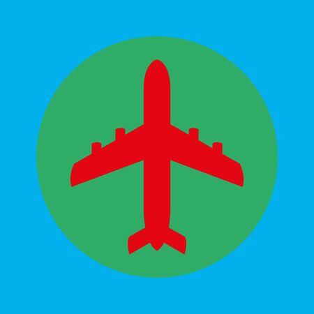 Airplane icon on a blue background of a flat Vector illustration.のイラスト素材