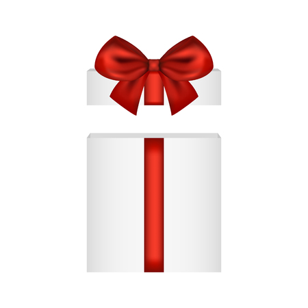 Gift in a box with a red bow on a white backgroundのイラスト素材