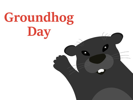 Marmot on a white background. Illustration for Groundhog Dayのイラスト素材