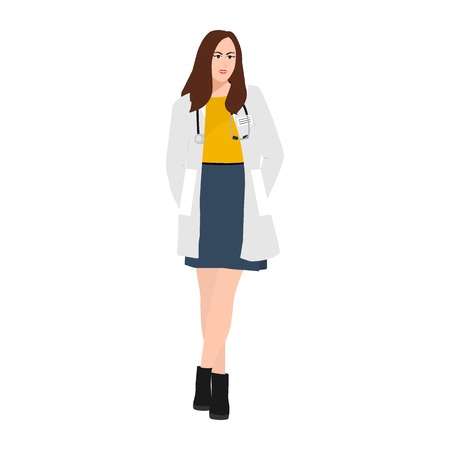 Women doctors therapists with a phonendoscope on a white background. people iconsのイラスト素材