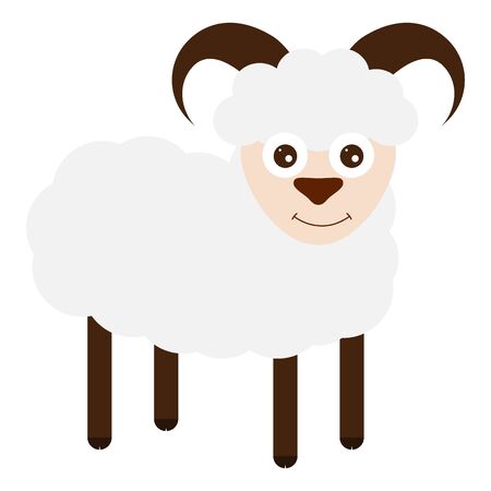 Funny sheep on a white background. Young goatのイラスト素材