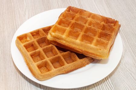 Belgian waffles on a plate classicの写真素材