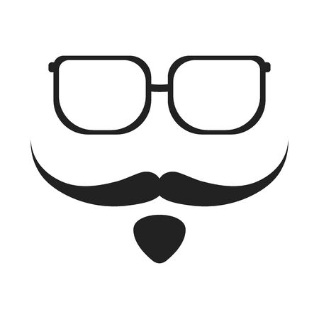 Silhouettes of glasses and a mustache with a beard isolatedのイラスト素材