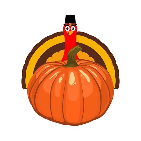 Turkey Pilgrimin on Thanksgiving Day vector illustrationのイラスト素材