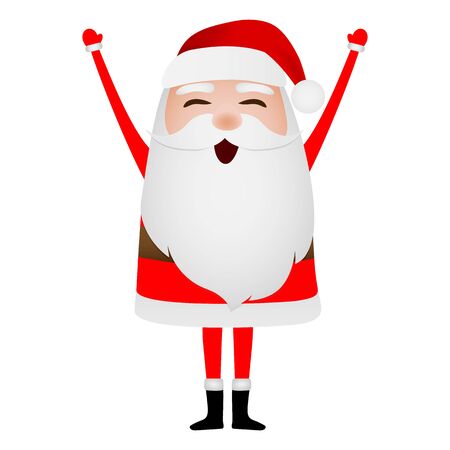 Cartoon funny santa claus waving hand isolated on whiteのイラスト素材